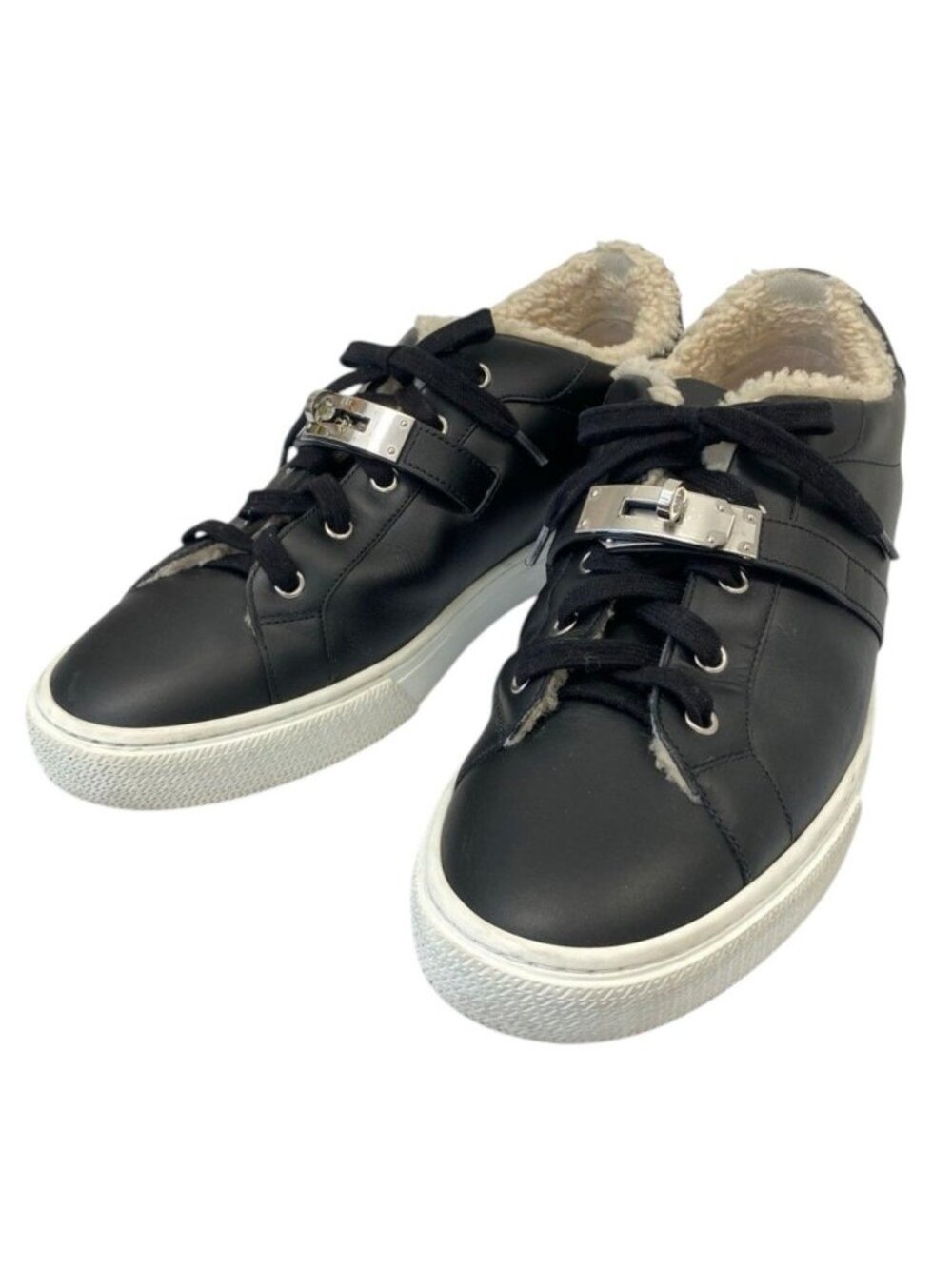 Hermes Day Kelly Buckle Shearling Sneakers Black Spring Summer Fall Winter